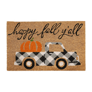 Kashi Home Coir Door Mat Fall Decor Printed Truck 18x28 Non-Slip Doormat, Durable Outdoor/Indoor Rug, Fall Theme - Happy Fall Yall
