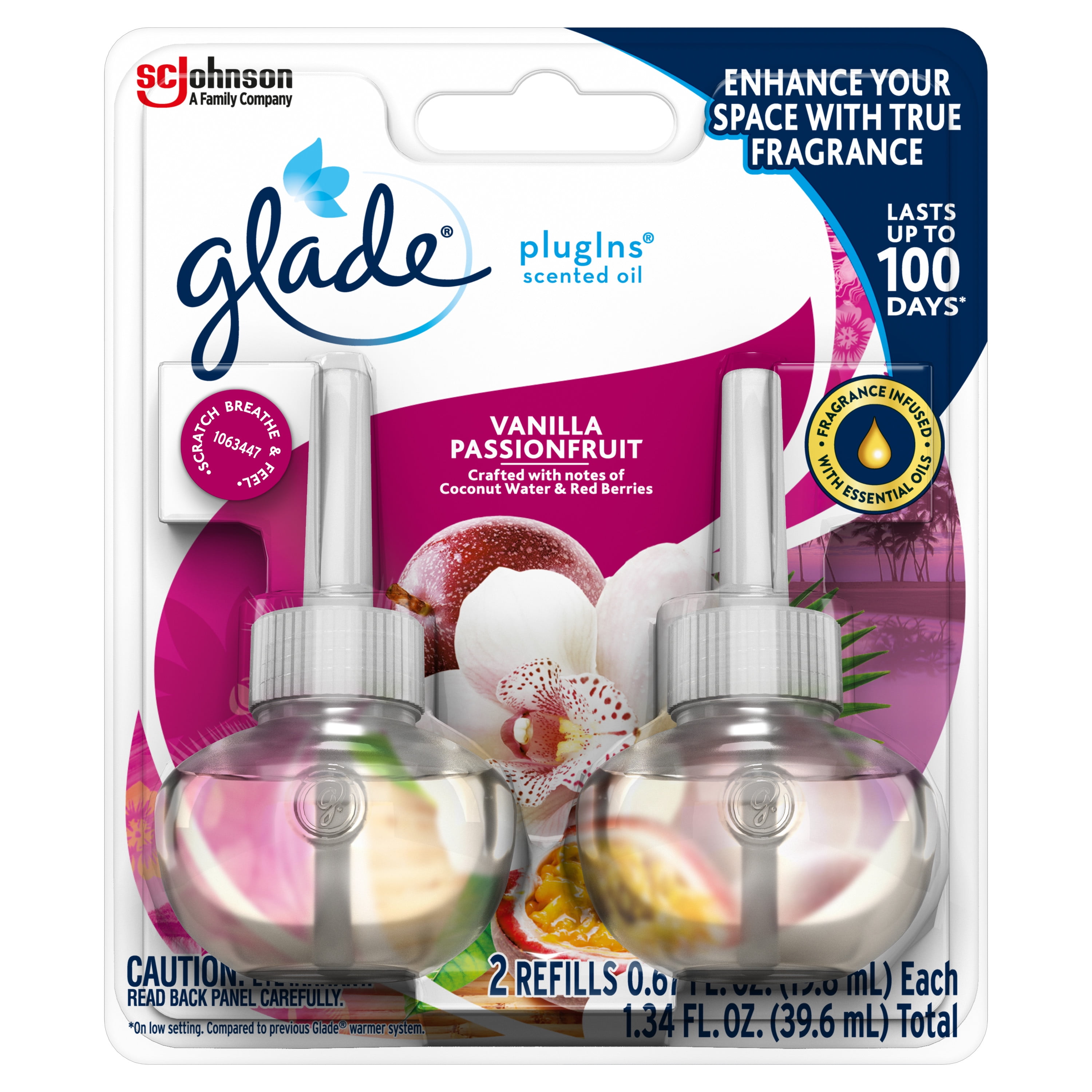 4-Pack Glade Hawaiian Breeze Vanilla Passion Fruit Plug-in Scented Oil Refills 14 thumbnail image