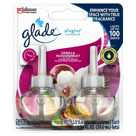 Glade PlugIns Refill 2 CT, Vanilla Passion Fruit, 1.34 FL. OZ. Total, Scented Oil Air (Best Home Fragrance Plug Ins)