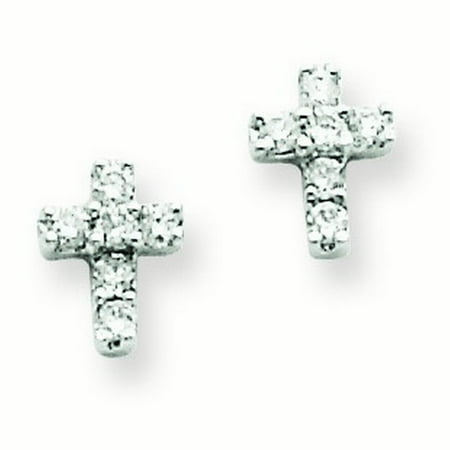 Jewelryweb 14k White Gold Diamond Cross Earrings 13 Dwt 14k White Gold Diamond Cross Earrings 13 Dwt
