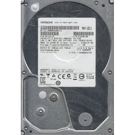 HDS723020BLA642, PN 0F12115, MLC MNR5C0, Hitachi 2TB SATA 3.5 Hard Drive