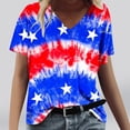 thumbnail image 2 of Tops Cortos para las Mujeres Día de la Independencia Patriótica Impreso Cuello en V, Camiseta Casual de Manga Corta para Diario, Hogar Y Cómodo, 2 of 4