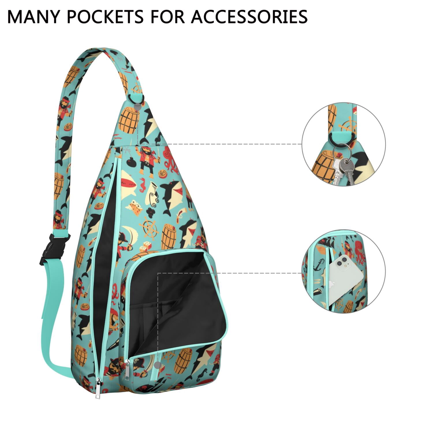 Tropical Reef Shark Sling Bag&nbsp;- Colorful Coral Environment Pattern