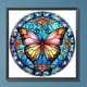 thumbnail image 1 of Cuadros Decorativos Kit de pintura de diamante de taladro redondo completo 5D DIY mariposa de vidrieras (sz4279) Wdftyju embutido en tela, 1 of 6