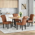 thumbnail image 2 of GDF Studio Emerson Contemporary Faux Leather Tufted Rolltop Dining Chairs, Set of 4, Cognac Brown and Matte Black, 2 of 9