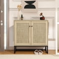 thumbnail image 4 of BeesClover Sideboard Buffet Cabinet Rattan Storage Cabinet, Accent Cabinet with Rattan Doors Adjustable Shelves for Living Room Entryway, Kitchen, 4 of 8