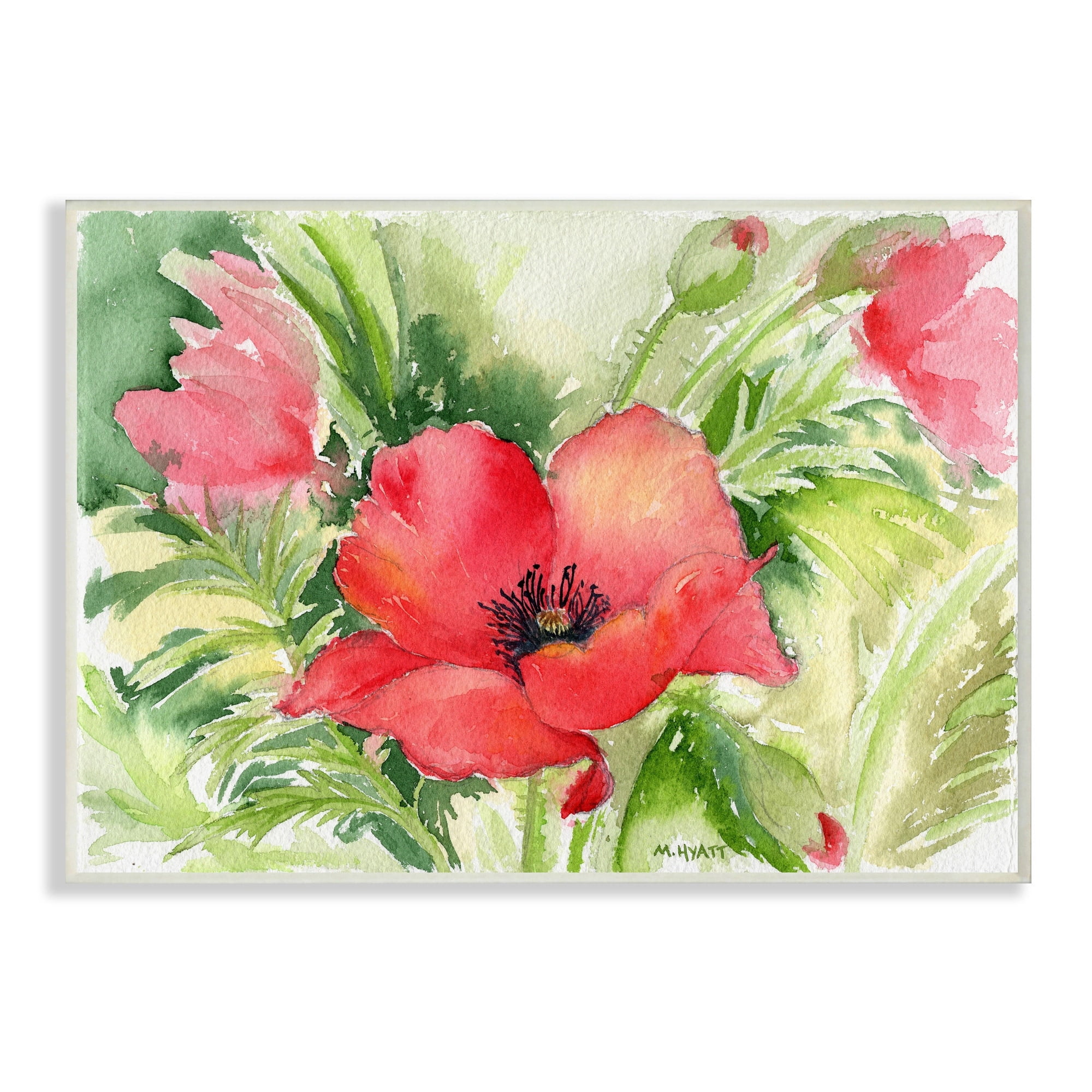 Stupell Industries Red Poppies Surrounded by Soft Greenery Wall Plaque, 10 x 15, Design by Melissa Hyatt LLC