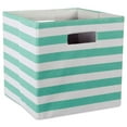thumbnail image 1 of Design Imports CAMZ37910 13 x 13 x 13 Po Cube de Rangement Carré en Polyester à Rayures&44; Aqua, 1 of 1