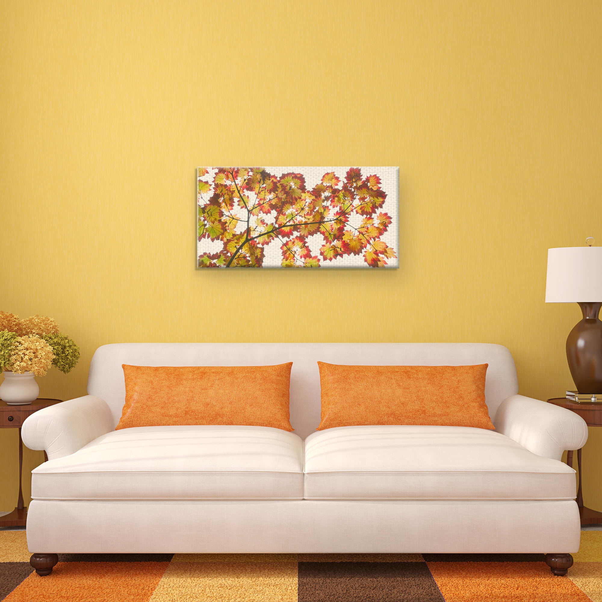 Masterpiece Art Gallery Leaf Silhouettes IV Autumn Tree Branch By Robin Constable Hanson Canvas Art Print 12" x 24"