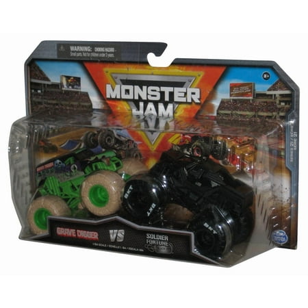 Hot Wheels Monster Jam (2022) Grave Digger vs Soldier Fortune Toy Truck 2-Pack