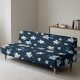thumbnail image 6 of SCRAWLGOD Floral Print Dark Blue Futon Cover Stretch Armless Futon Sofa Cover with Elastic Bottom Dustproof Soft Washable Thick Sofa Bed Furniture Protector Covers, 6 of 7