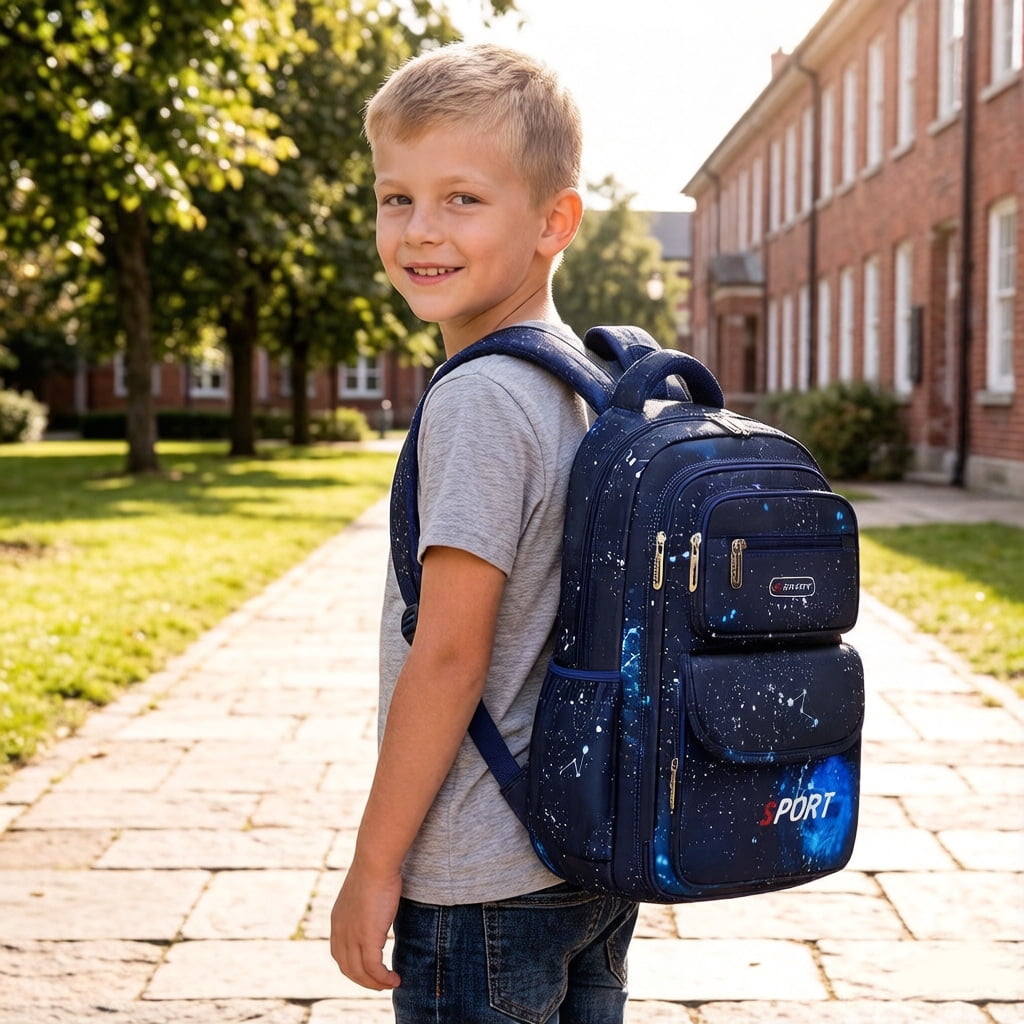 Lvelia School Bags for Boys Kids,Lightweight Waterproof Large Capacity School Backpacks,Shoulder Chlidren Schoolbag Student Bookbag Blue