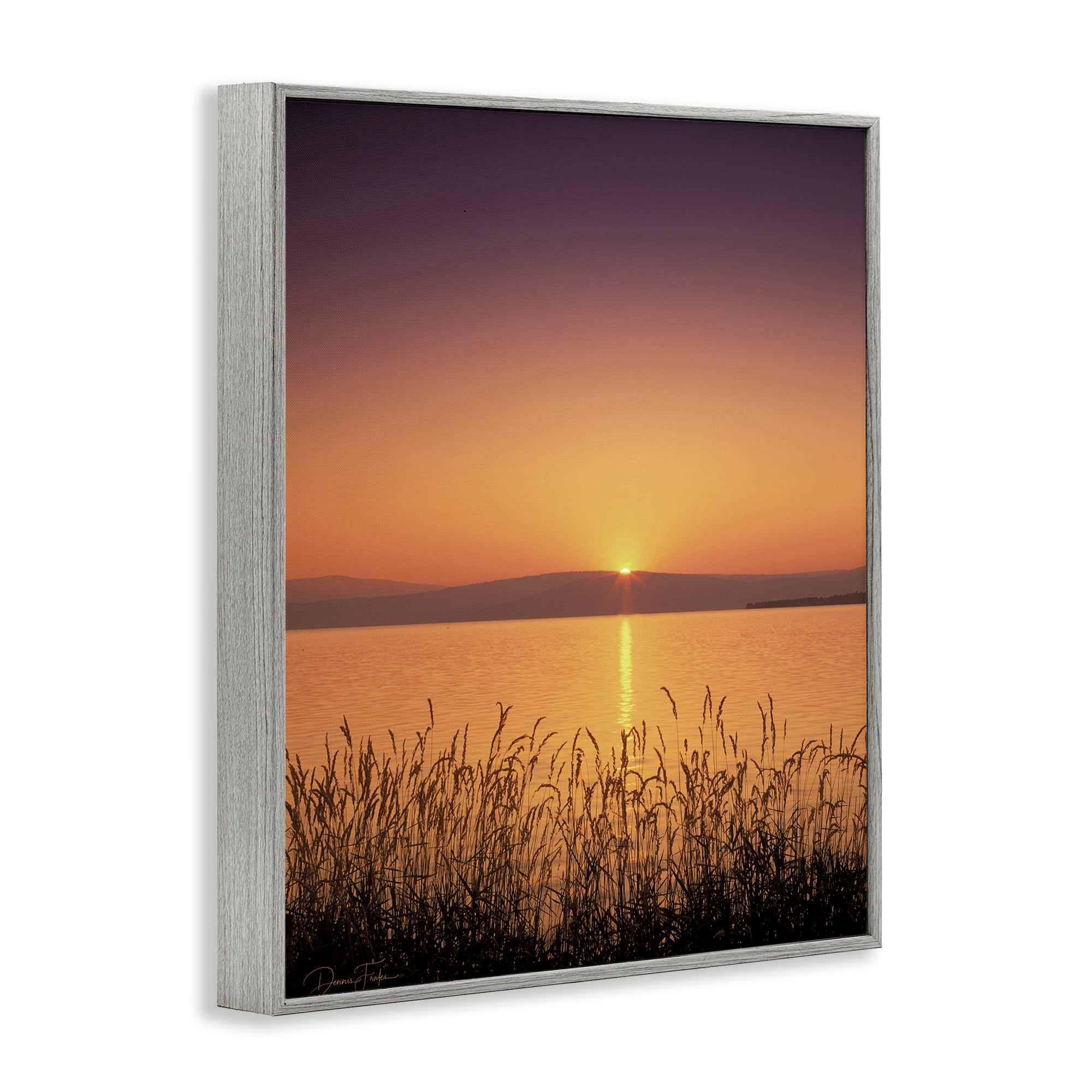 Stupell Industries Deep Orange Sunset Landscape Photography Gray Framed Art Print Wall Art, 11 x 14