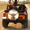 thumbnail image 3 of KAKALAD Long Horns Highland Cow Standing In Field 02 Spare Tire Cover Universal Vehicle Accessories Buckle Car Tools 14”in, 3 of 6