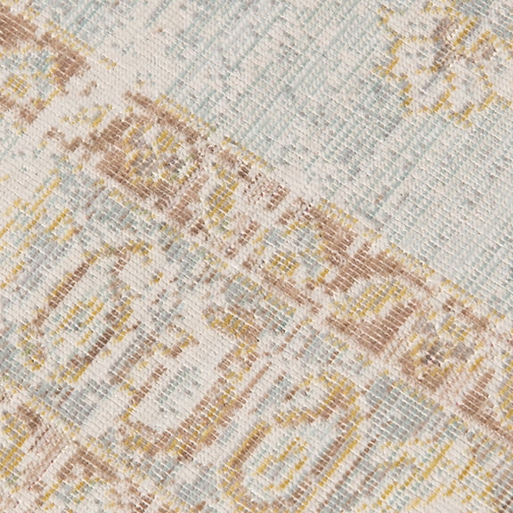2' x 3' Blue and Gray Medallion Power Loom Distressed Area Rug