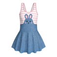 thumbnail image 4 of Tutolipy Blue Rabbit Pink Stripes Sleeveless Bathing Suit, Skirt Girls Beach Swimsuit for Holiday Party Pool Size 6-7 Years, 4 of 8