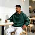 thumbnail image 5 of Men's Solid Color Pullover Hoodie with Drawstring Hood and Kangaroo Pocket Casual Sweatshirt Top, S-3XL, 5 of 8