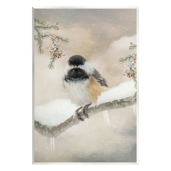 Stupell Industries Bird on Winter Branch Animals & Insects Painting Unframed Art Print Wall Art, 10 x 15