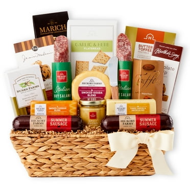Hickory Farms Deluxe Charcuterie Gift Basket​, 16 pieces | Elegant Sausage & Cheese Gift