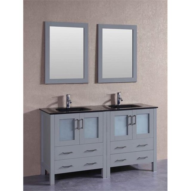 Mercury Import Group AGR230BGU Ensemble de Coiffeuse Double Bosconi 60 Po. - Gris
