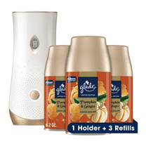 Glade Automatic Spray Air Fresheners Spray with 1 Holder & 3 Refills, Pumpkin & Ginger, 6.2 oz, 4 Count, 4 Pack