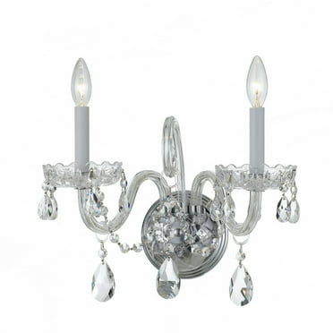 1032-CH-CL-MWP-Crystorama Lighting-Crystal - Two Light Wall Sconce in Classic Style - 15 Inches Wide by 12.5 Inches High-Polished Chrome Finish-Hand