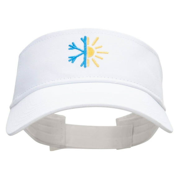 Half Winter Half Summer Embroidered Cotton Twill Sun Visor - White OSFM