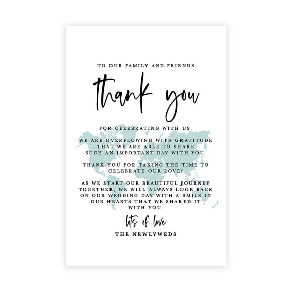 Koyal Wholesale Watercolor Destination Wedding Thank You Place Setting Cards for Table Reception, Dinner Plates, 56-Pack