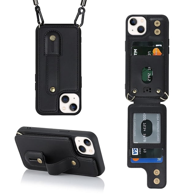 Funda MYBAT Clutch cartera para iPhone 15 Negra colgante