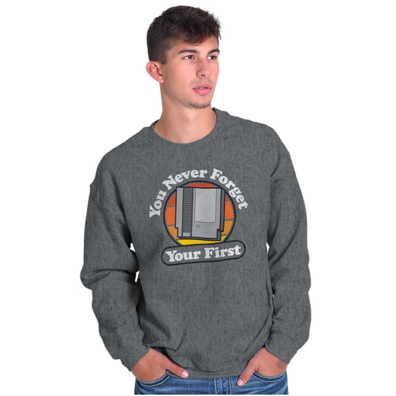 Never Forget Your 1st Old Video Gamer Sweatshirt for Men or Women Brisco Brands 2X