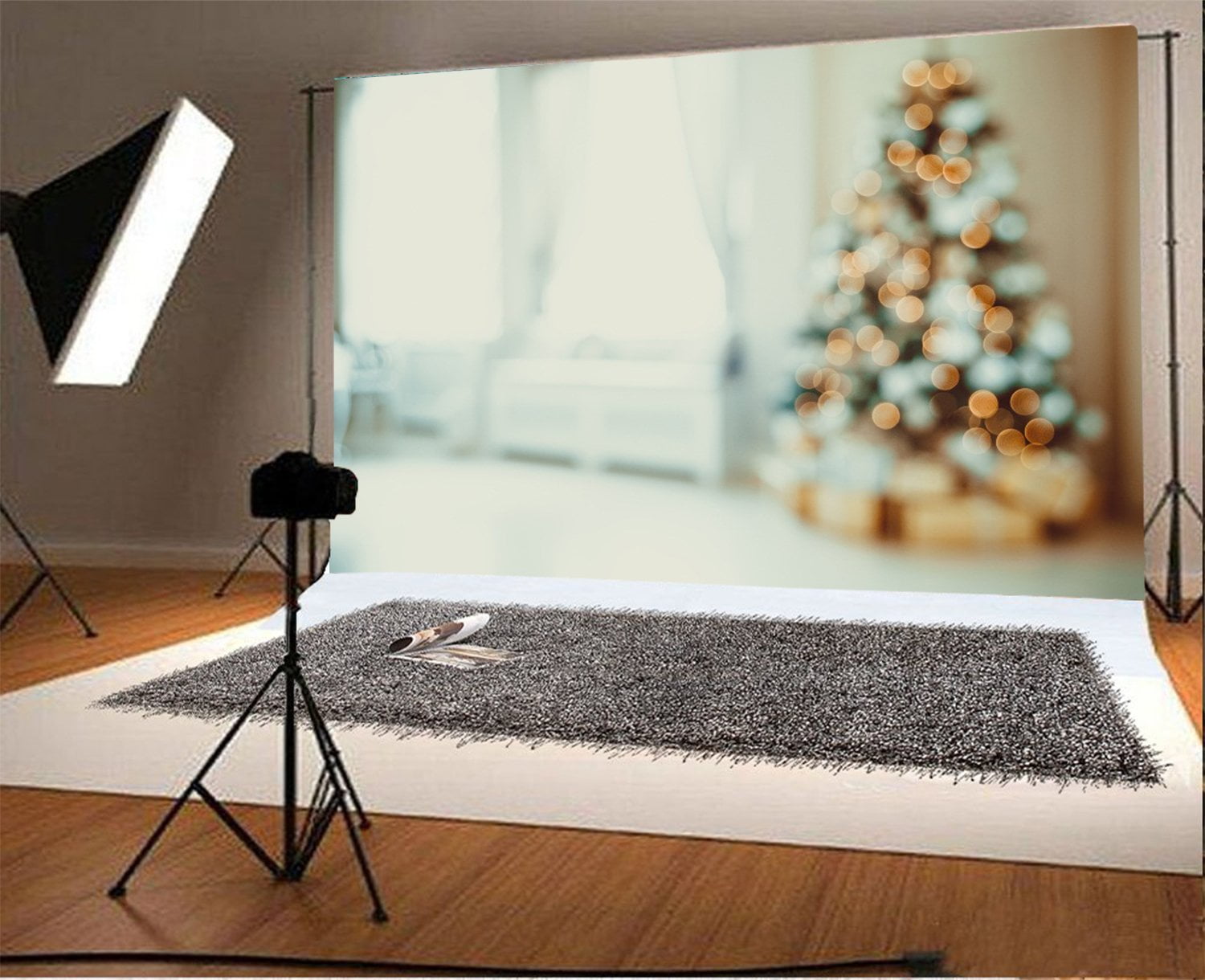 MOHome Polyster 7x5ft Backdrop Photography Background Christmas Tree Living Room Decoration ...