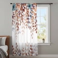 thumbnail image 4 of Brown Eucalyptus Fall Sheer Curtains 54 Inches Long, Botanical Weeping Leaves Pastoral Light Filering Curtains, Breathable Simi Curtain Privacy Drapes for Kitchen Bathroom Small Window Treatment, 4 of 9