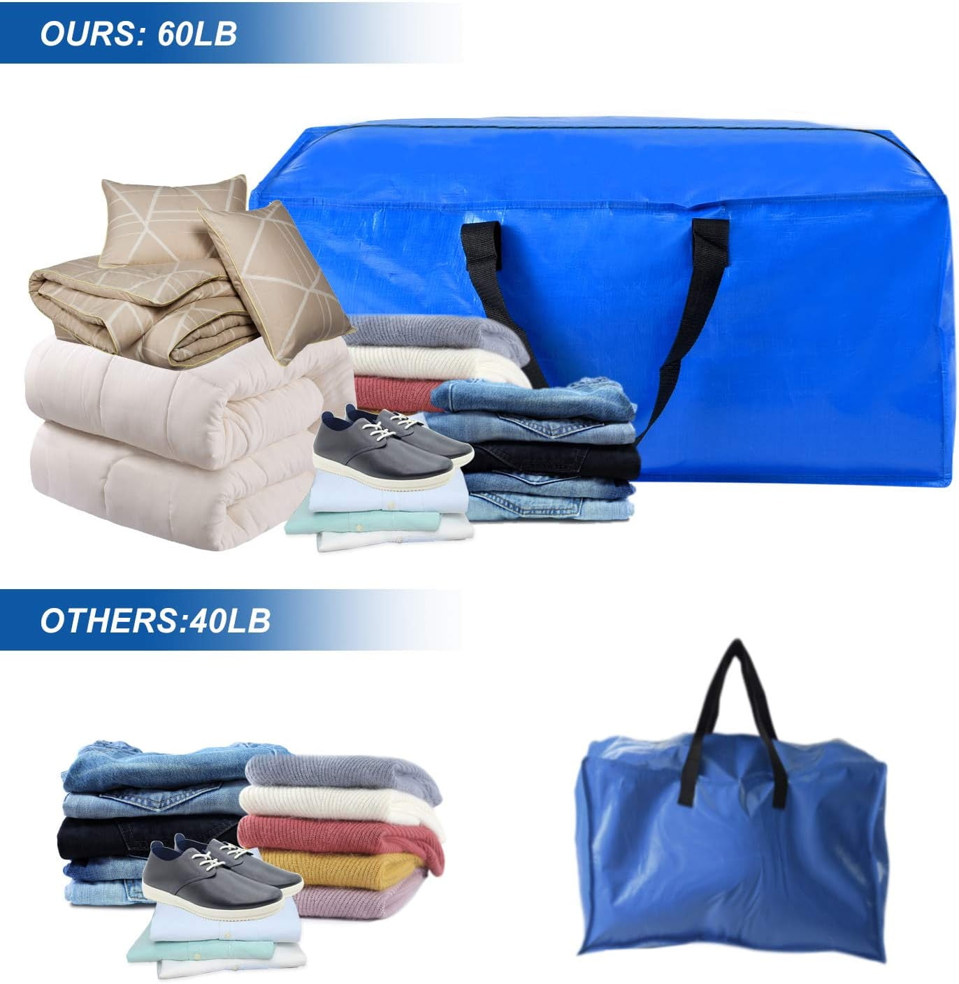 Buy Heavy Duty Extra Large Storage Bags, XL Blue Moving Bags for