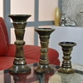 thumbnail image 1 of Handmade Wood Eco-Friendly Traditional Medium Burnt Set Of Three Pillar Candle Holder, 1 of 3