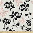 thumbnail image 1 of Romantic Fabric by the Yard, Abstract Rose Silhouettes with Butterflies, Decorative Upholstery Fabric for Sofas and Home Accents, Grey Salmon by Ambesonne, 1 of 5