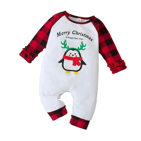 

Dadaria Baby Girl Boy Clothes Christmas Theme 6M--24M Toddler Baby Spring And Fall Long Penguin Letters Print Romper Romper Kids Jumpsuit White 0-3Months Toddler