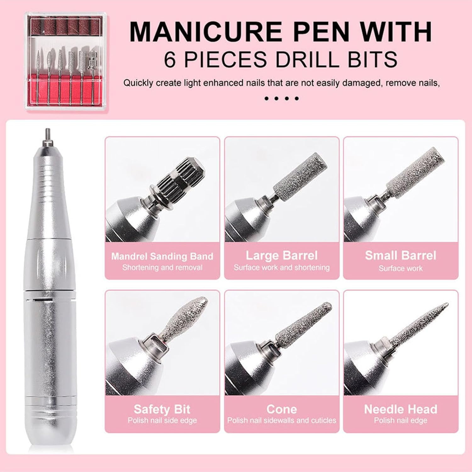 IDFINE Electric Nail Drill Professional 45000RPM, Rechargeable Nail Drill Kit Portable Electric Nail File for Acrylic Nails Gel Polishing Removing Nail Drill Machine for Manicure Salon Home