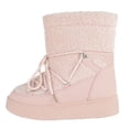 thumbnail image 2 of Top Moda Women Shoes Rain Snow Winter boots Warm Sherpa Faux Fur Insoles Suede Ankle Bootie Side Zipper Lace Up Margot-36 Pink Blush 7.5, 2 of 5