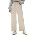 thumbnail image 2 of ZHOGXU Womens Jeans With Pocket Solid Color High Waist Straight Fit Wide Leg Casual Stretch Denim Pants Trousers For Outdoor Activities,Beige,Xs, 2 of 6