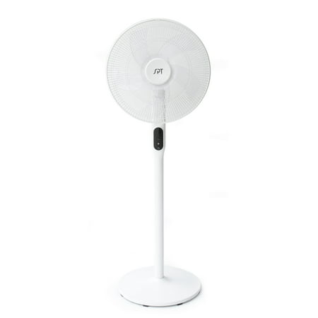 Sunpentown - 16″ DC-Motor Energy Saving Stand Fan with Remote and Timer - Piano White