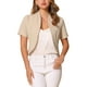 thumbnail image 1 of BLAZER DE TRABAJO CHIC PARA MUJERES INSPIRE, CON CUELLO SHAWL, SIN CUELLO, ABIERTO EN FRONTAL, CORTO, COLOR BEIGE, 1 of 6
