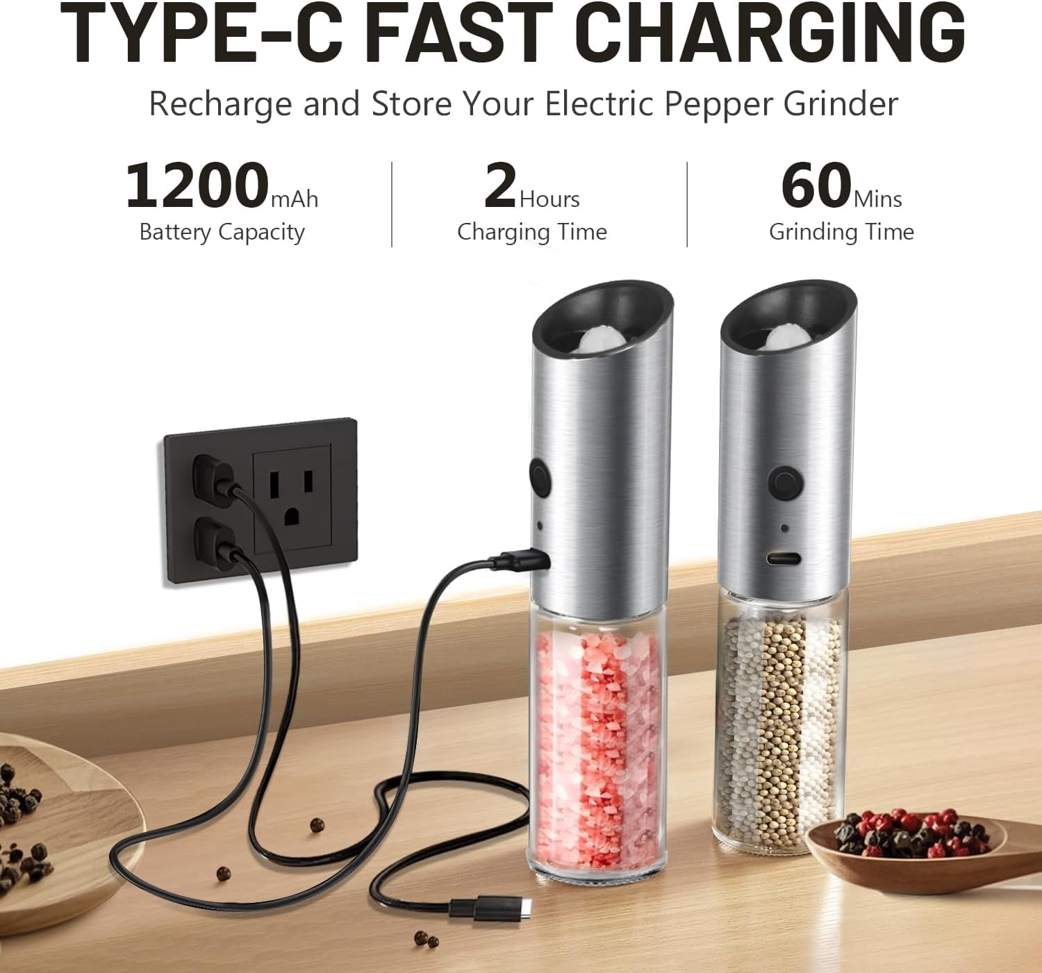 Gravity Electric Salt and Pepper Grinder Set