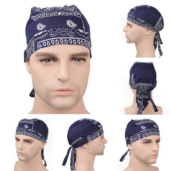 opvise Cotton Men Women Pirates Cycling Cap Bike Headband Hat Bandana Headcloth Lake Blue