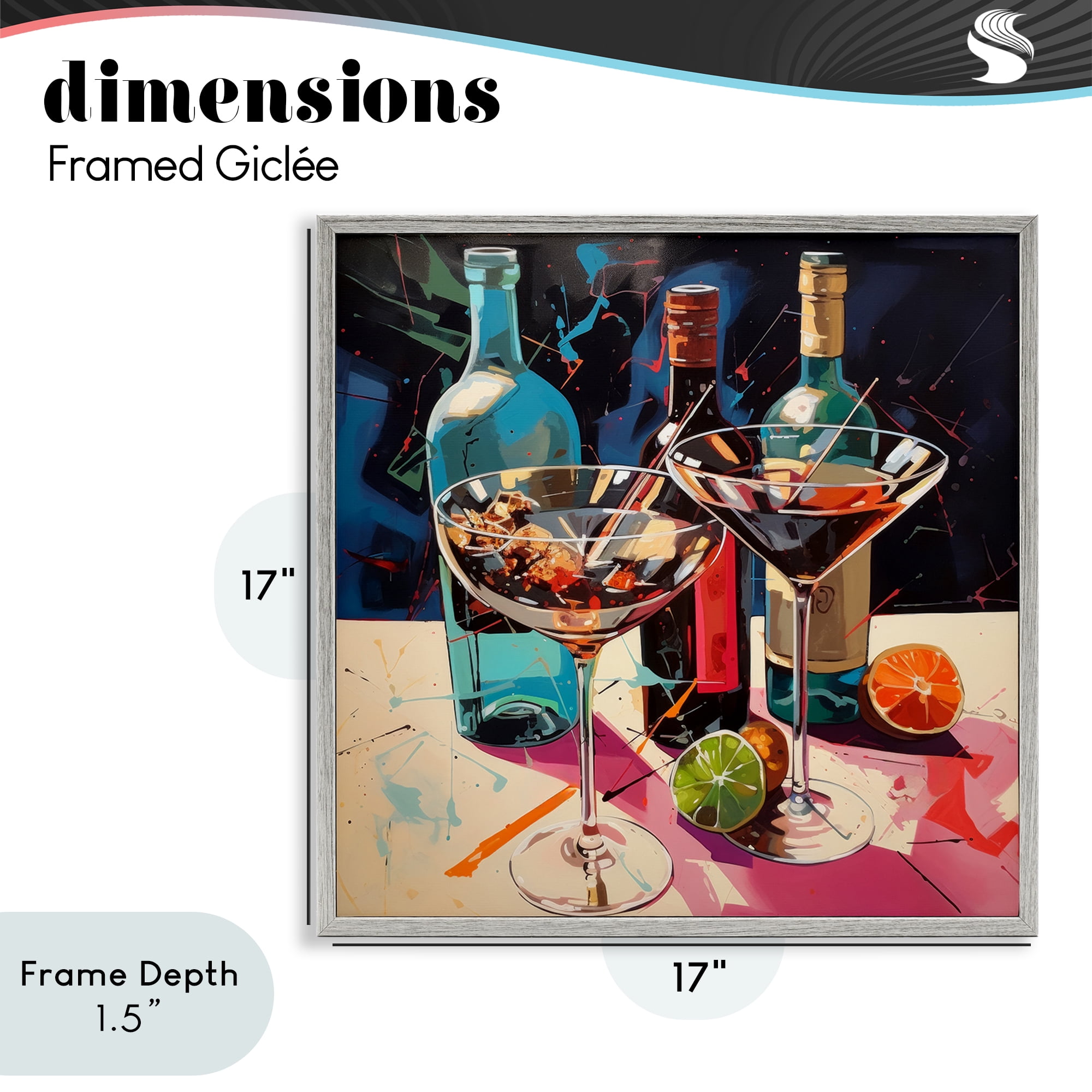 Stupell Industries Artsy Cocktails of Every Sip Gray Framed Giclee Art, design by Lazar Studio