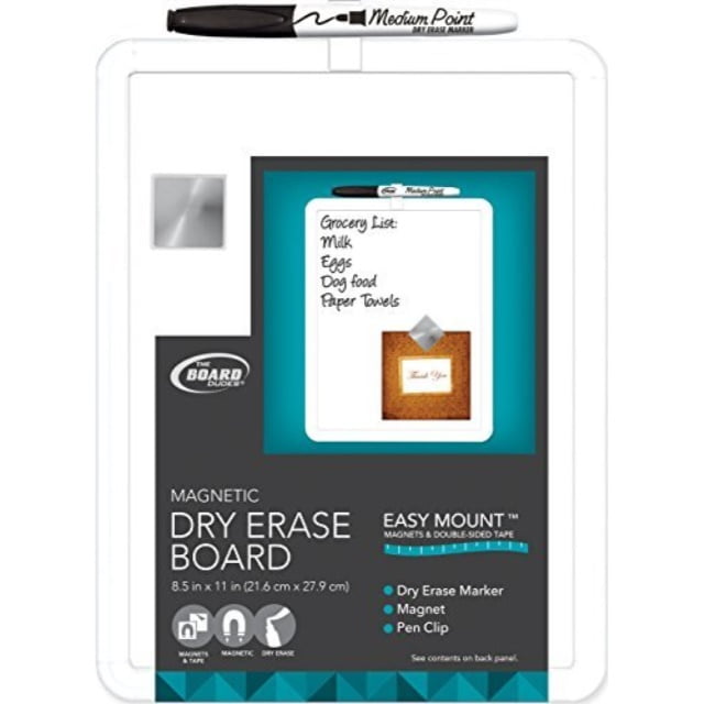 Board Dudes 8.5' x 11' Plastic Frame Magnetic Dry Erase Board with Marker and Magnet (CXT43)