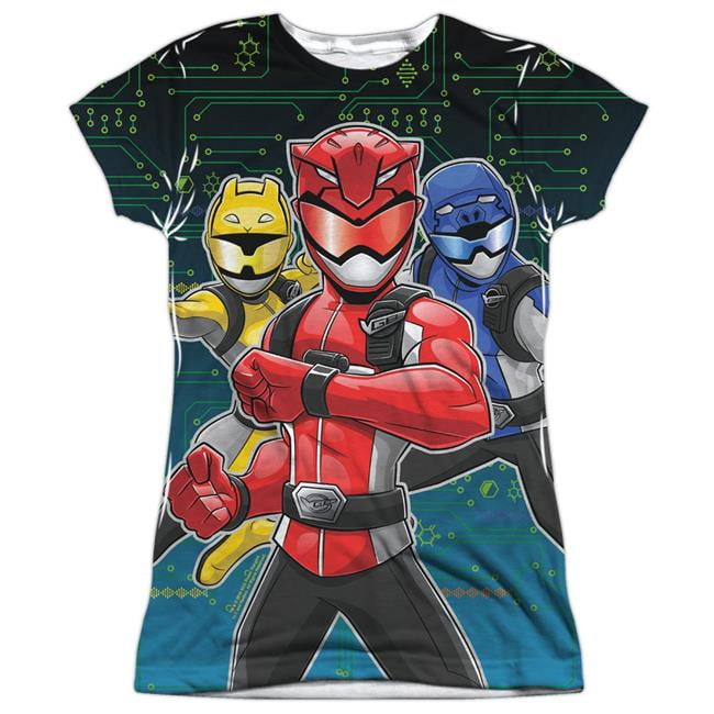 Power Rangers & Battle Stance Junior Cap Poly Crew Short Sleeve T-Shirt ...