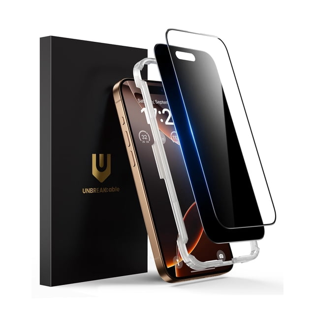 Protector de pantalla UnbreakCable para iPhone 16 Pro Max, paquete de 2 unidades, 9H