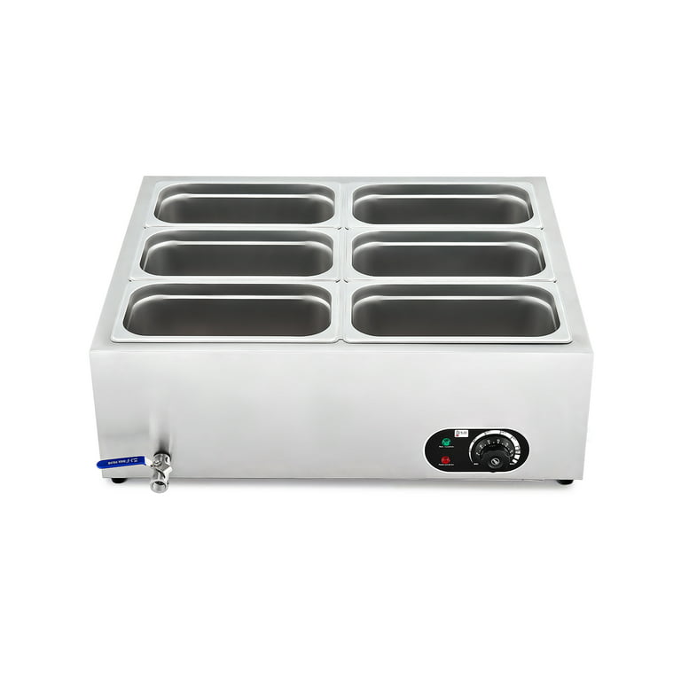 Wilprep 6 Pan Food Warmer for Parties Hotels Restaurants 1200W Buffet  Server and Warmer 