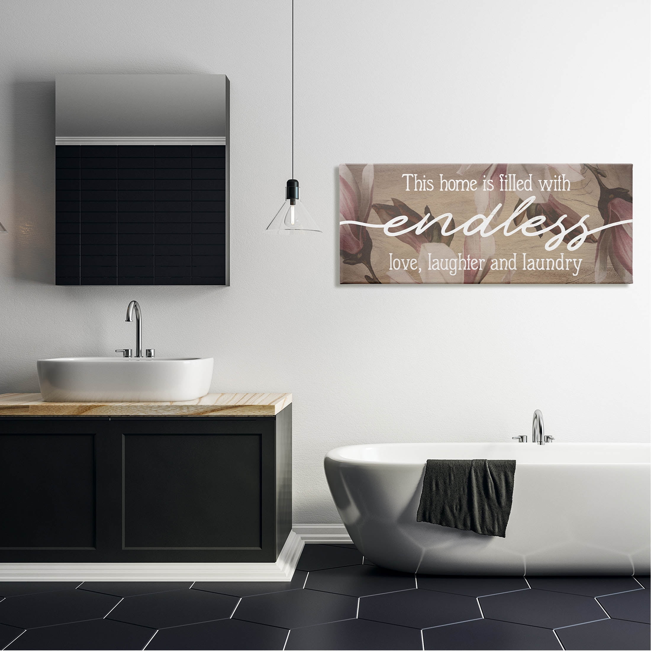 Endless Love Laughter Laundry Phrase Botanical & Floral Graphic Art Gallery Wrapped Canvas Print Wall Art