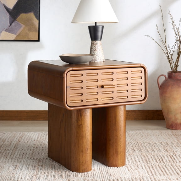 Safvaieh Couture Torricelli Modern Wood Nightstand, Medium Oak